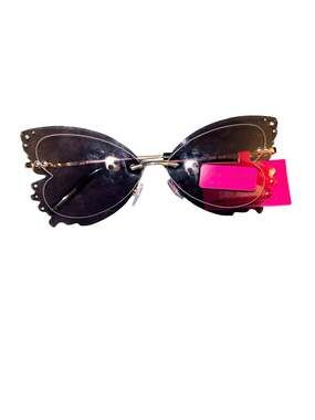 Betsey Johnson Rimless Butterfly Wings Sunglasses with Jewel Detail